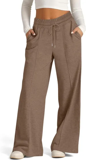 Wide Leg Sweatpants Women 2025 Baggy Drawstring Elastic Waist Straight Trousers Oversized Lounge Joggers Pants Pocket