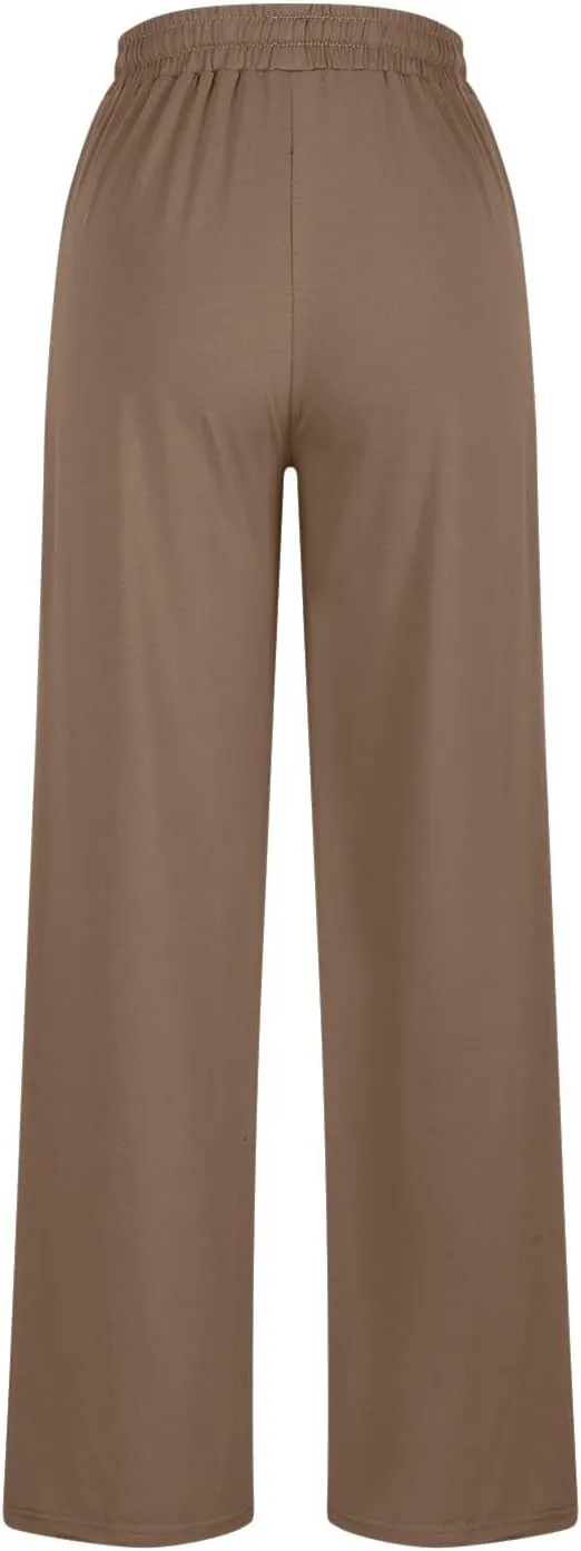 Wide Leg Sweatpants Women 2025 Baggy Drawstring Elastic Waist Straight Trousers Oversized Lounge Joggers Pants Pocket