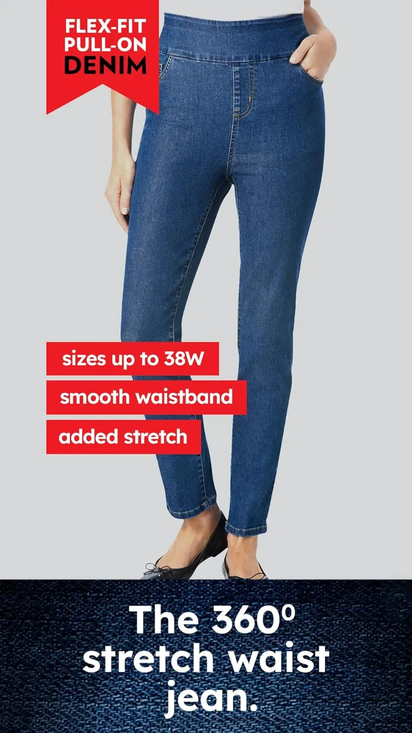 Woman Within Plus Size Flex-Fit Pull-On Denim Skirt