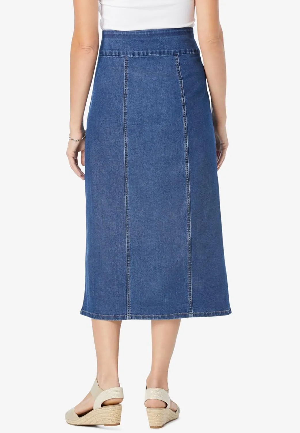 Woman Within Plus Size Flex-Fit Pull-On Denim Skirt