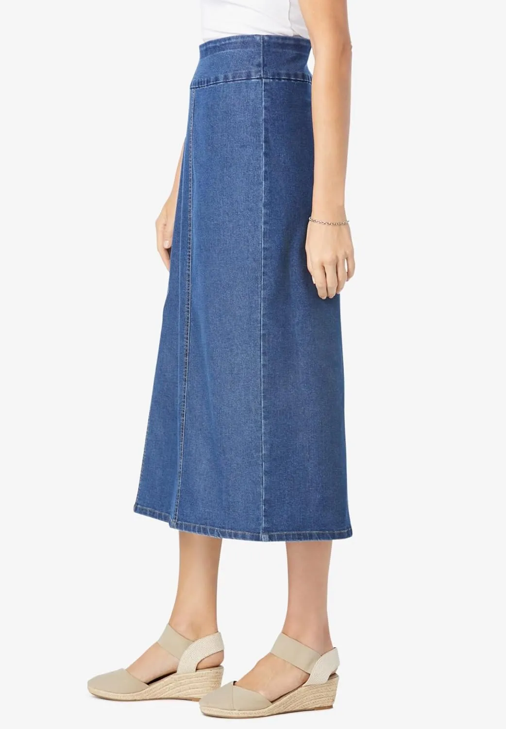 Woman Within Plus Size Flex-Fit Pull-On Denim Skirt