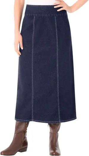Woman Within Plus Size Flex-Fit Pull-On Denim Skirt