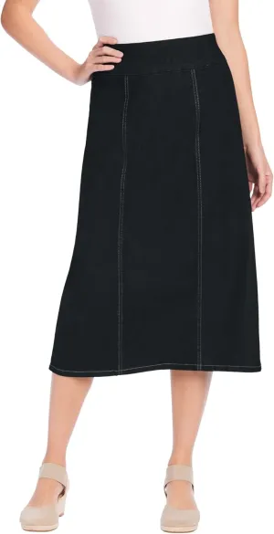 Woman Within Plus Size Flex-Fit Pull-On Denim Skirt