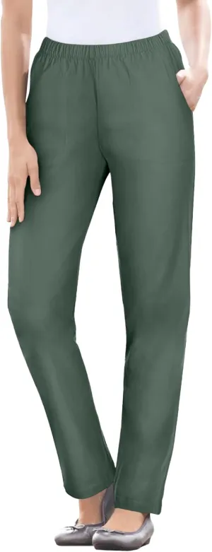 Woman Within Plus Size Straight Leg Elastic Waist Stretch Fineline Denim Jean (Petite & Tall Available)