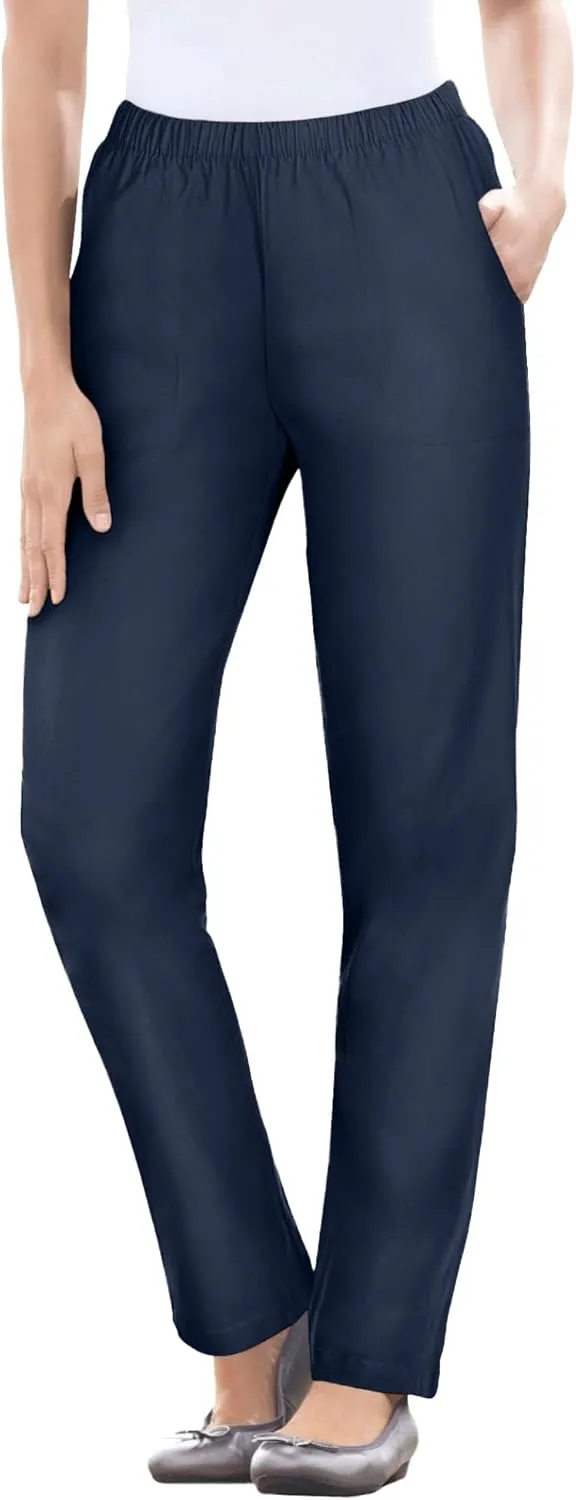 Woman Within Plus Size Straight Leg Elastic Waist Stretch Fineline Denim Jean (Petite & Tall Available)
