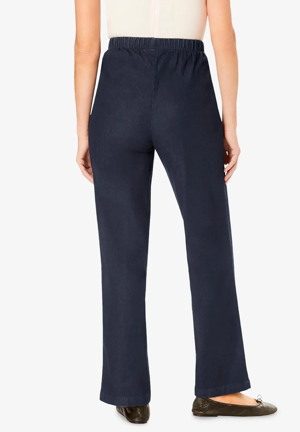 Woman Within Plus Size Wide-Leg Fineline Denim Jean