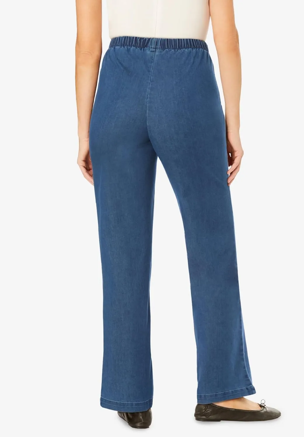 Woman Within Plus Size Wide-Leg Fineline Denim Jean