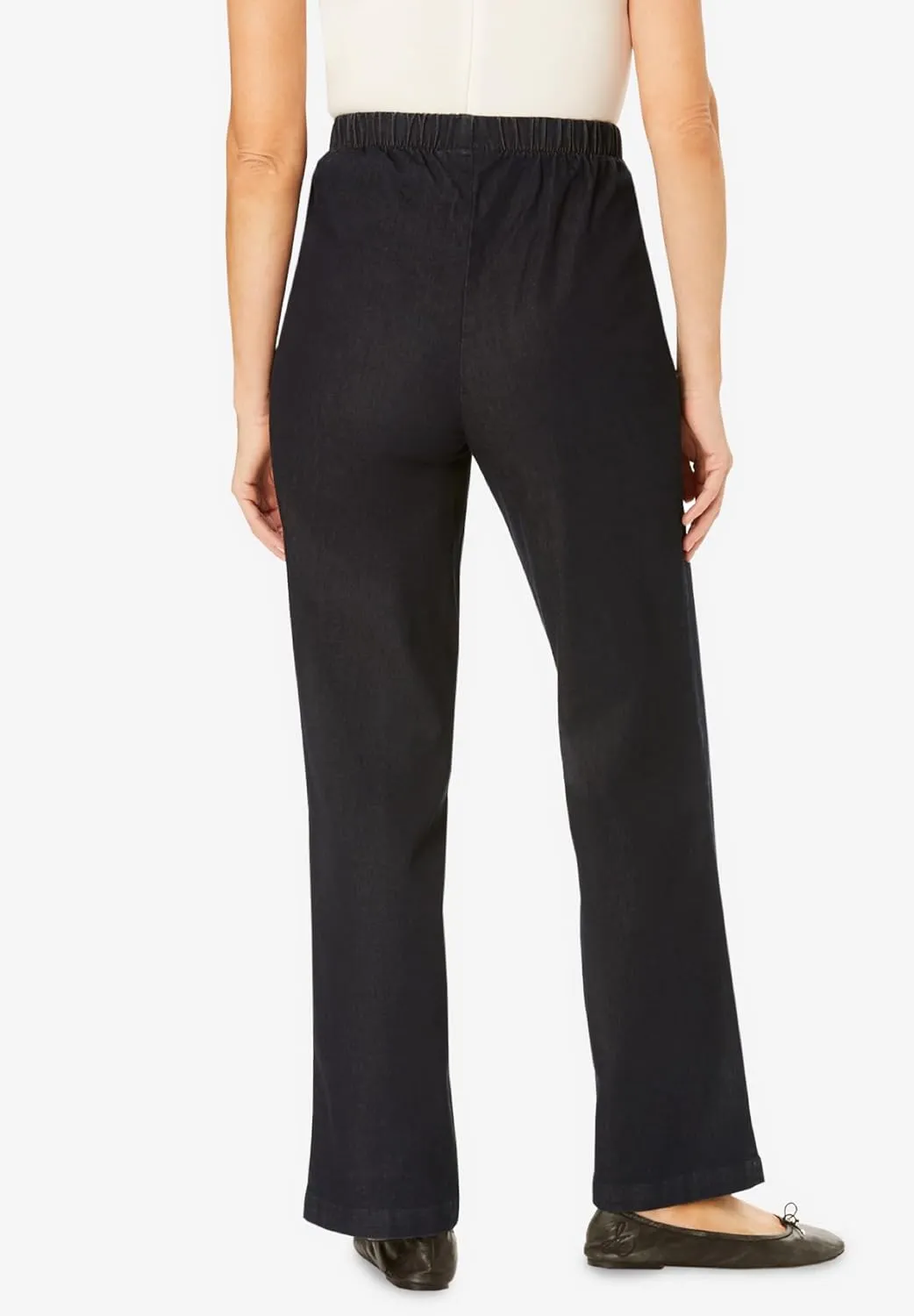 Woman Within Plus Size Wide-Leg Fineline Denim Jean