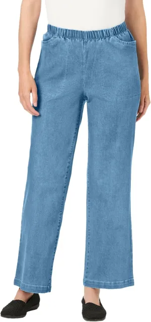 Woman Within Plus Size Wide-Leg Fineline Denim Jean