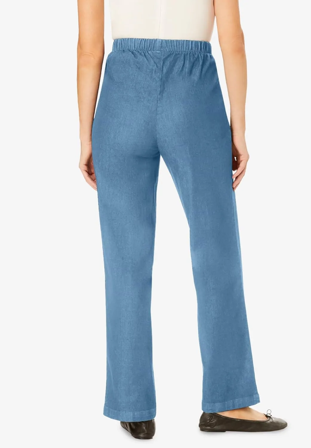 Woman Within Plus Size Wide-Leg Fineline Denim Jean