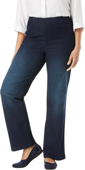 Woman Within Plus Size Wide-Leg Fineline Denim Jean