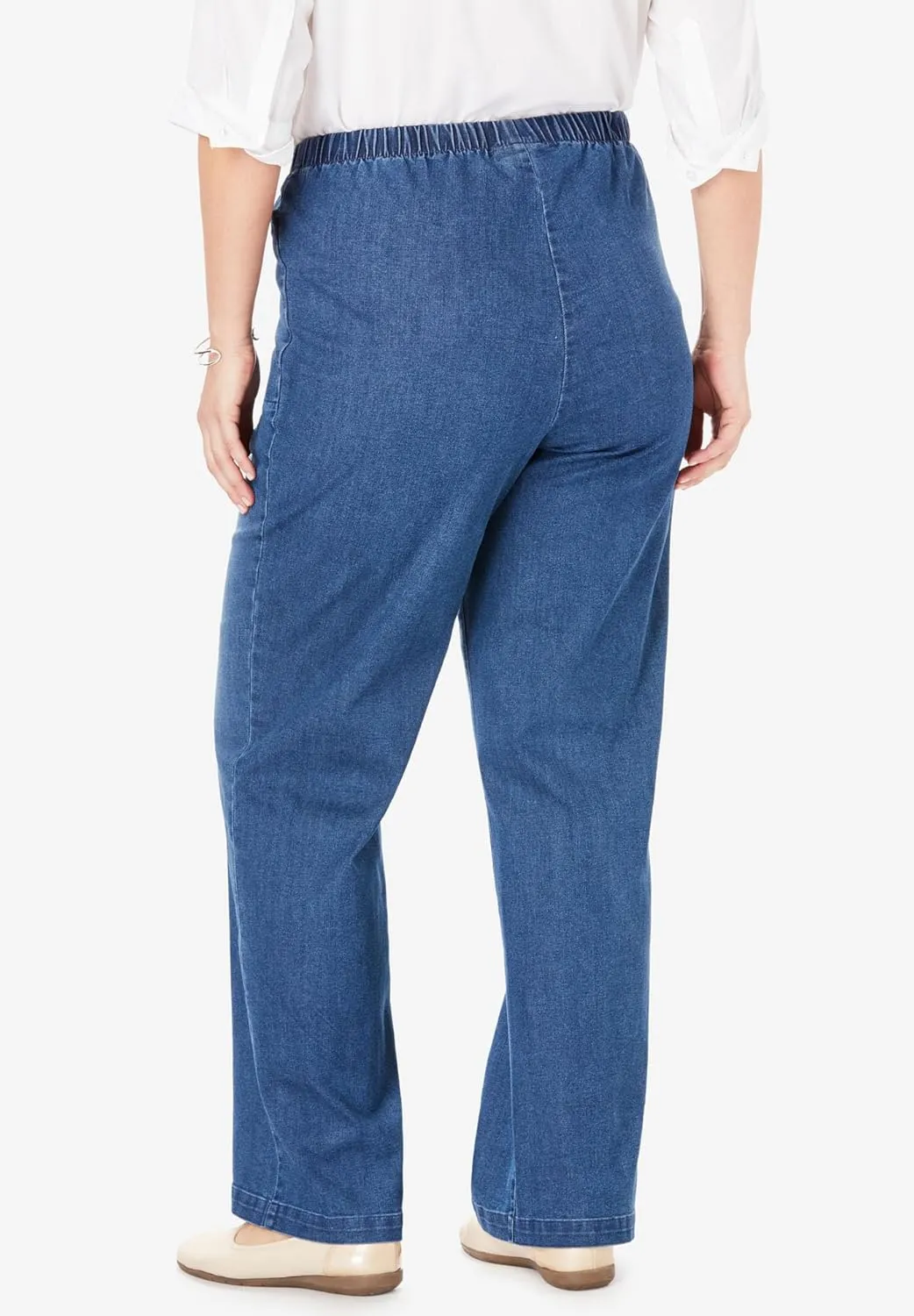 Woman Within Plus Size Wide-Leg Fineline Denim Jean