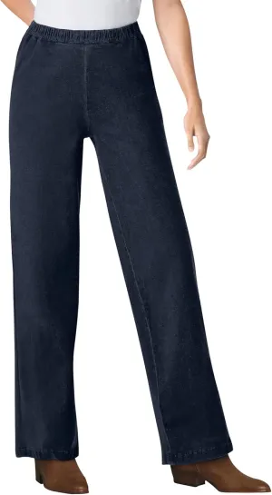 Woman Within Plus Size Wide-Leg Fineline Denim Jean