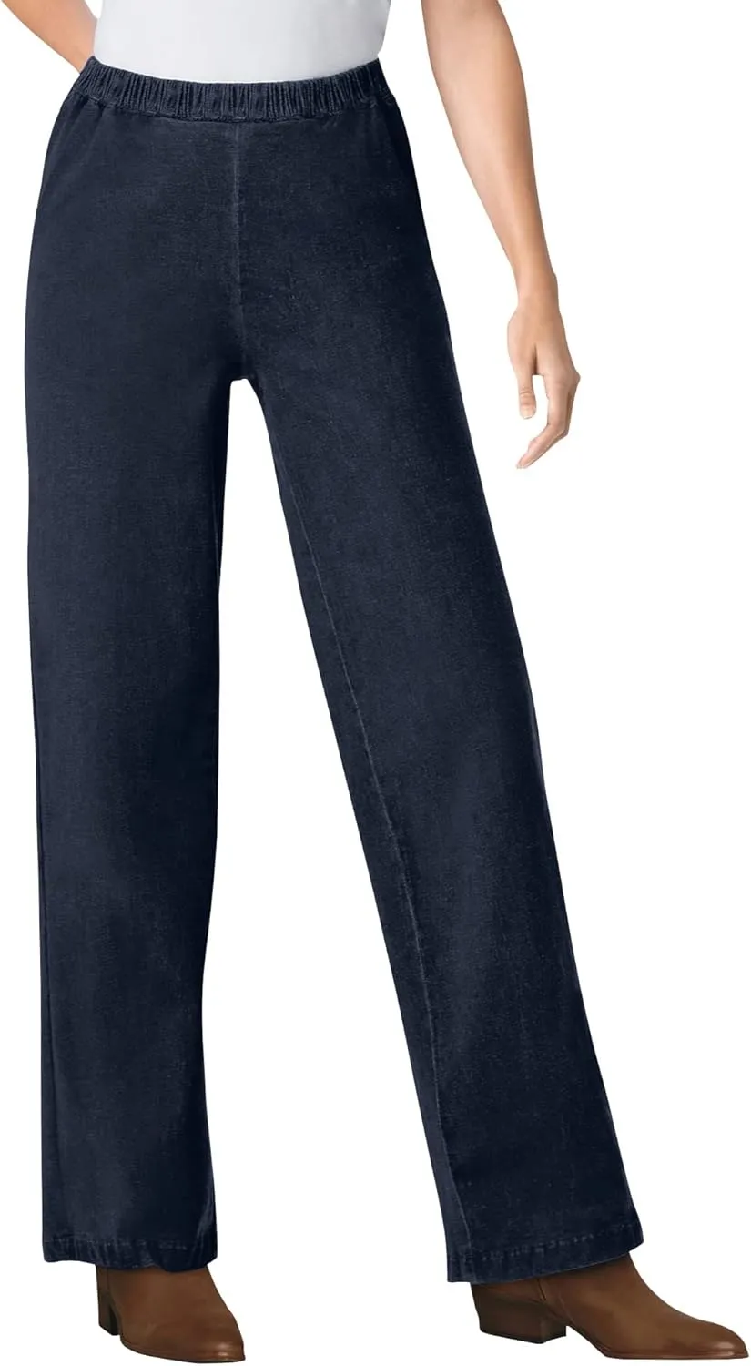 Woman Within Plus Size Wide-Leg Fineline Denim Jean