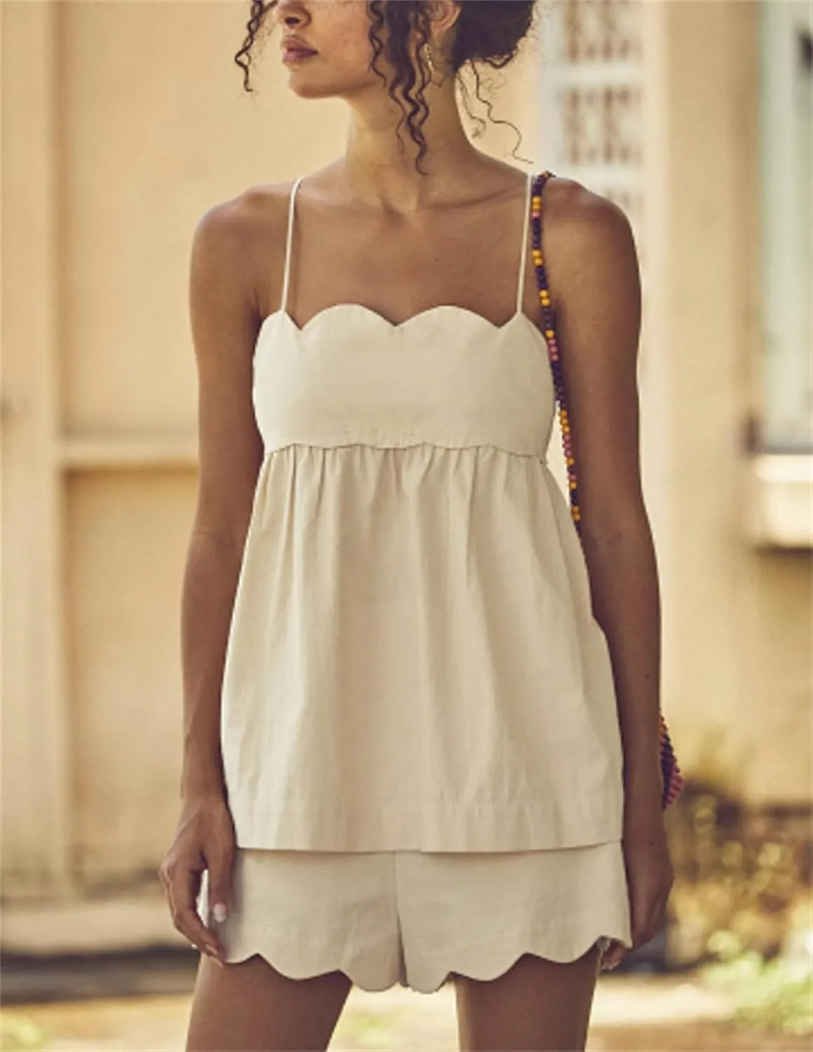 Women 2 Piece Casual Lounge Set Sleeveless Strappy Tie Back Cami Top Wide Leg Shorts 2Pcs Summer Pj Set Beachwear