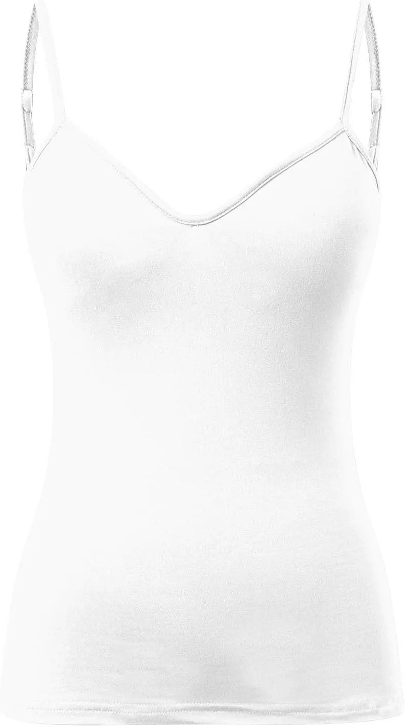 Women Cotton Camisole Shelf Bra Summer Sleeveless Cami Tank Tops Adjustable Spaghetti Strap Camisoles Built in Bra 3-Pack
