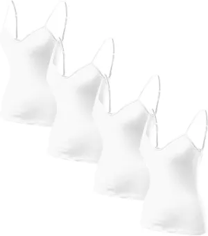 Women Cotton Camisole Shelf Bra Summer Sleeveless Cami Tank Tops Adjustable Spaghetti Strap Camisoles Built in Bra 3-Pack