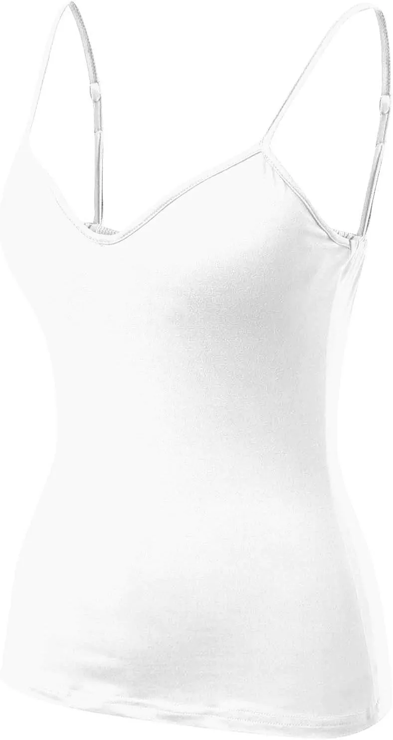 Women Cotton Camisole Shelf Bra Summer Sleeveless Cami Tank Tops Adjustable Spaghetti Strap Camisoles Built in Bra 3-Pack