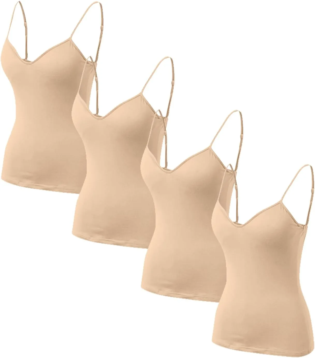 Women Cotton Camisole Shelf Bra Summer Sleeveless Cami Tank Tops Adjustable Spaghetti Strap Camisoles Built in Bra 3-Pack