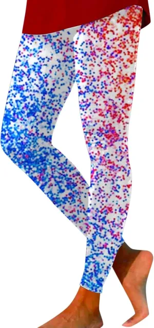 Women High Waist American Flag Leggings Funny Stripes Patriotic Tights Full-Length Workout Running Yoga Pants