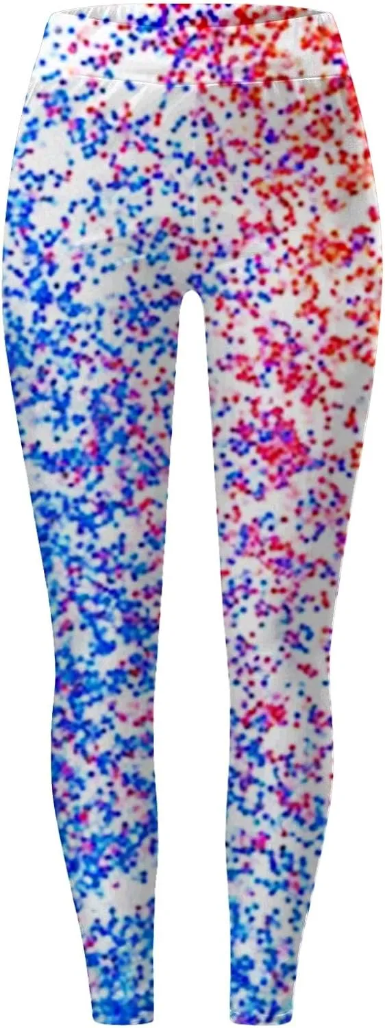 Women High Waist American Flag Leggings Funny Stripes Patriotic Tights Full-Length Workout Running Yoga Pants