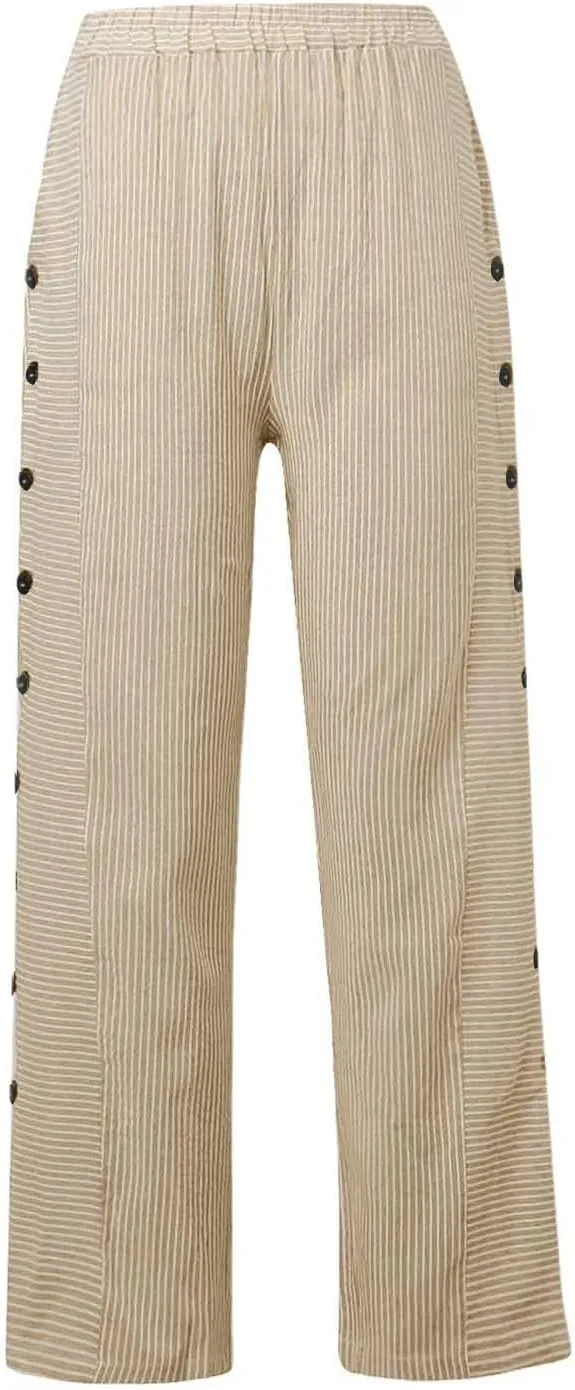 Women Linen Palazzo Pants Summer Boho Wide Leg High Waist Casual Lounge Pant Beach Travel Vacation Outfits