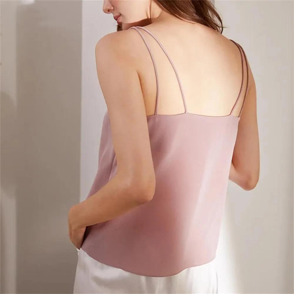 Women Loose Fit Silk Camisole Tank Summer Sleeveless V-Neck Silk Satin Sling Vest Top