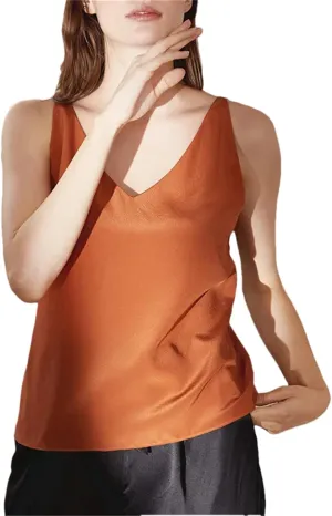 Women Loose Fit Silk Camisole Tank Summer Sleeveless V-Neck Silk Satin Sling Vest Top