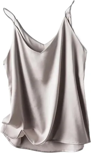Women Silk Spaghetti Strap Scoop Neck Ribbed Tank Tops Slim Fitted Camisole Basic Sleeveless Shirts