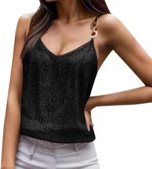Women Spaghetti Strap V Neck Tank Tops Camisole Sleeveless Blouse