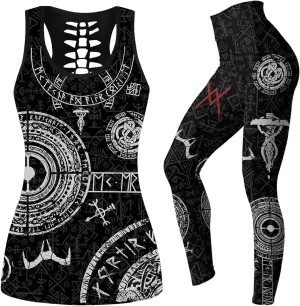 Women Tank Tops Legging Skull Yoga Outfits 3D Print Nordic Mythology Polyesters Workout Activewear