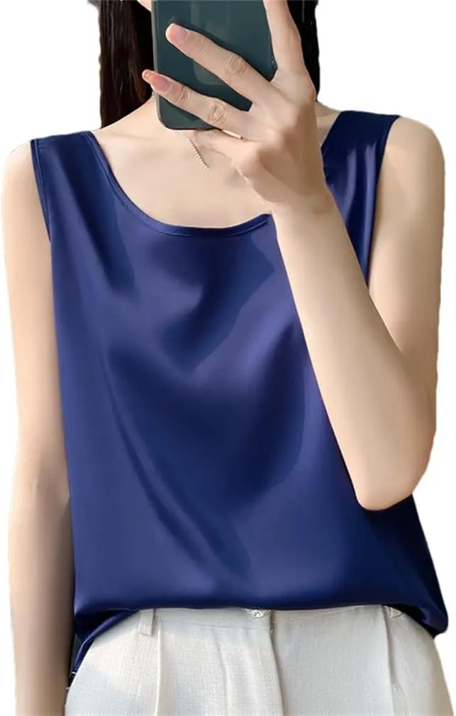 Women Vest Tops Summer Casual Solid Crop Tops O-Neck Tank Tops Office Ladies Sleeveless Camis Tops