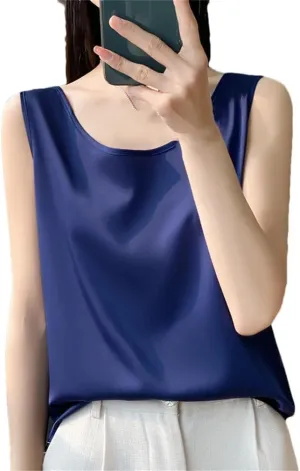 Women Vest Tops Summer Casual Solid Crop Tops O-Neck Tank Tops Office Ladies Sleeveless Camis Tops