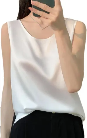 Women Vest Tops Summer Casual Solid Crop Tops O-Neck Tank Tops Office Ladies Sleeveless Camis Tops