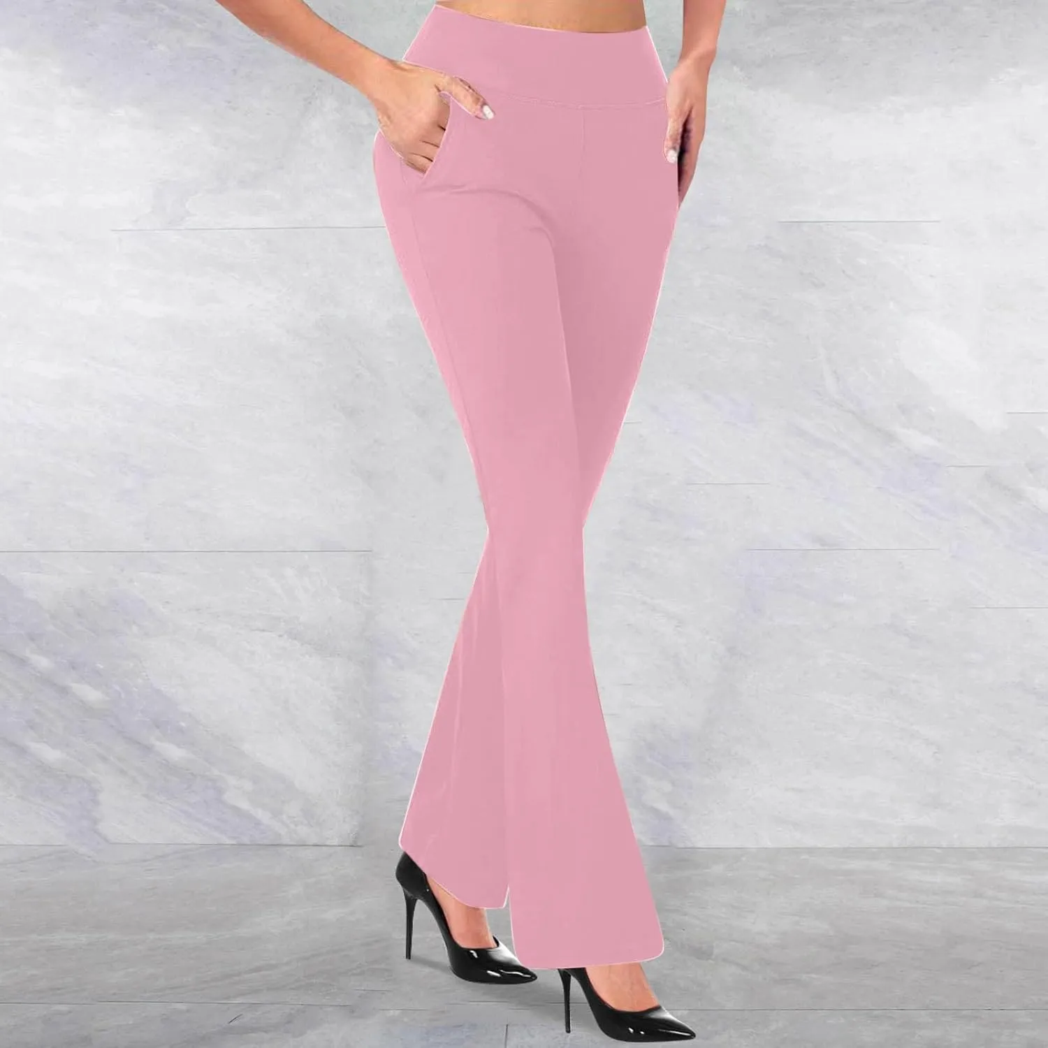 Womens Bootcut Dress Pants Stretchy Yoga Work Trousers High Waist Casual Flare Slacks Office Business Lounge Clothes
