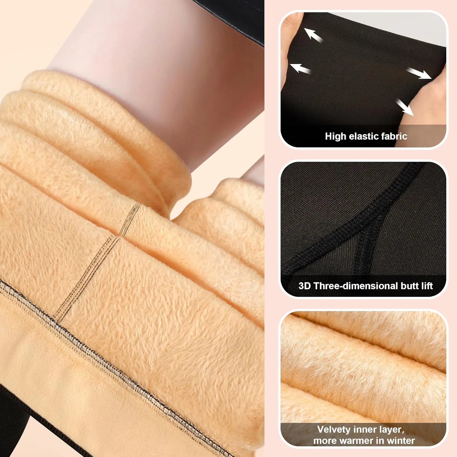 Womens Fleece-Lined Tights - Ultra-Warm Fake Sheer Look Pantyhose Thick Leggings for Winter