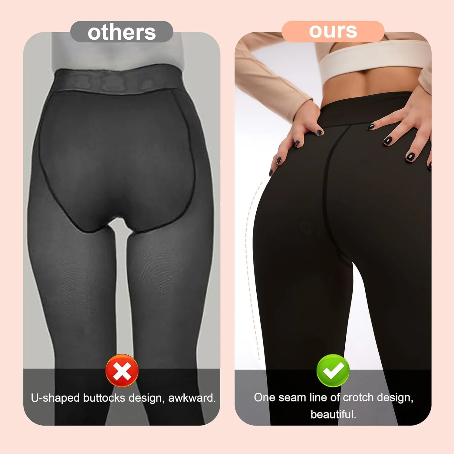 Womens Fleece-Lined Tights - Ultra-Warm Fake Sheer Look Pantyhose Thick Leggings for Winter