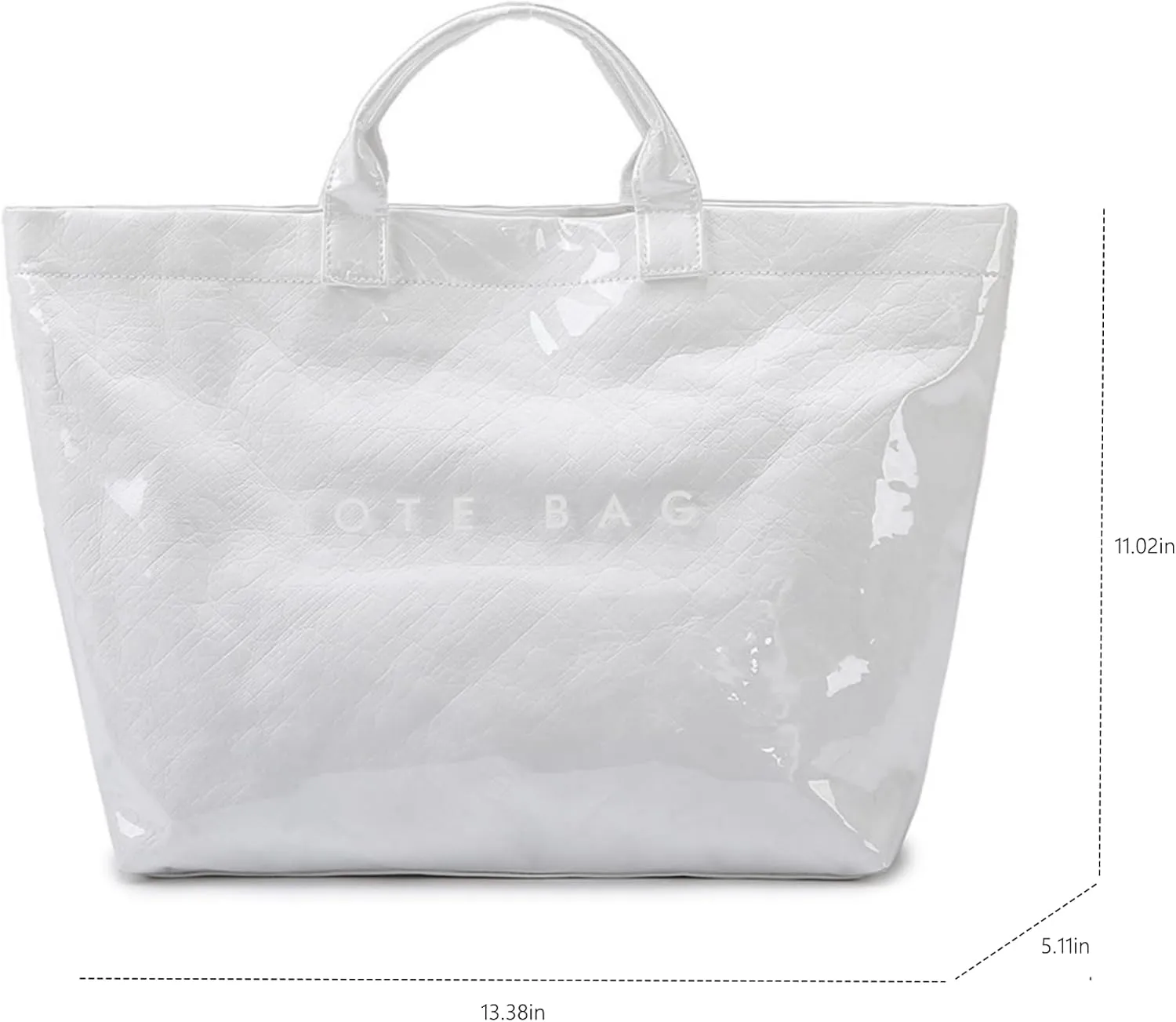 Women's Large PVC Tote Bag with Kraft Paper Interior, Waterproof Letter Print Y2K Hobo Handbag for Shopping