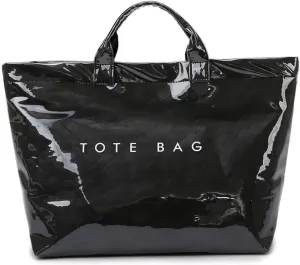 Women's Large PVC Tote Bag with Kraft Paper Interior, Waterproof Letter Print Y2K Hobo Handbag for Shopping