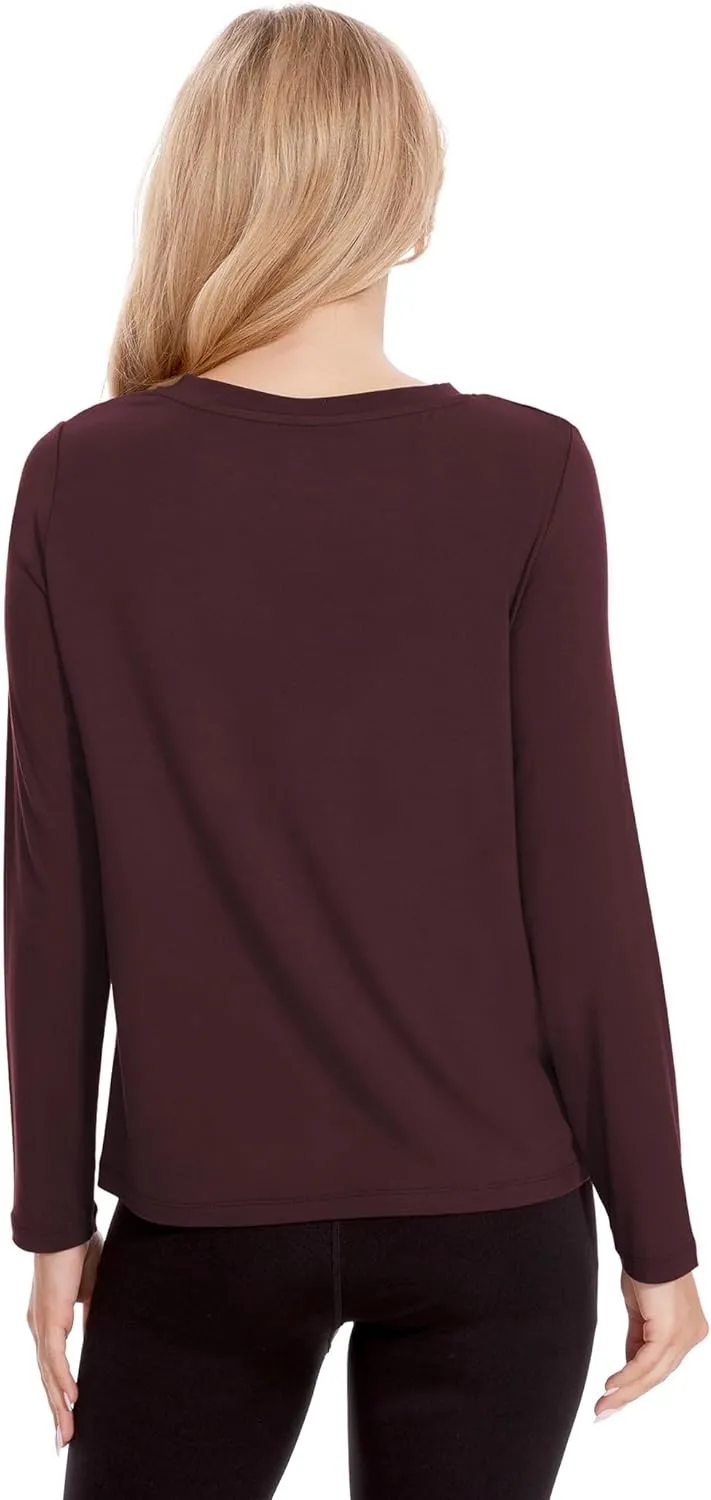 Womens Long Sleeve Tops Soft Bamboo Viscose Pajama Tops