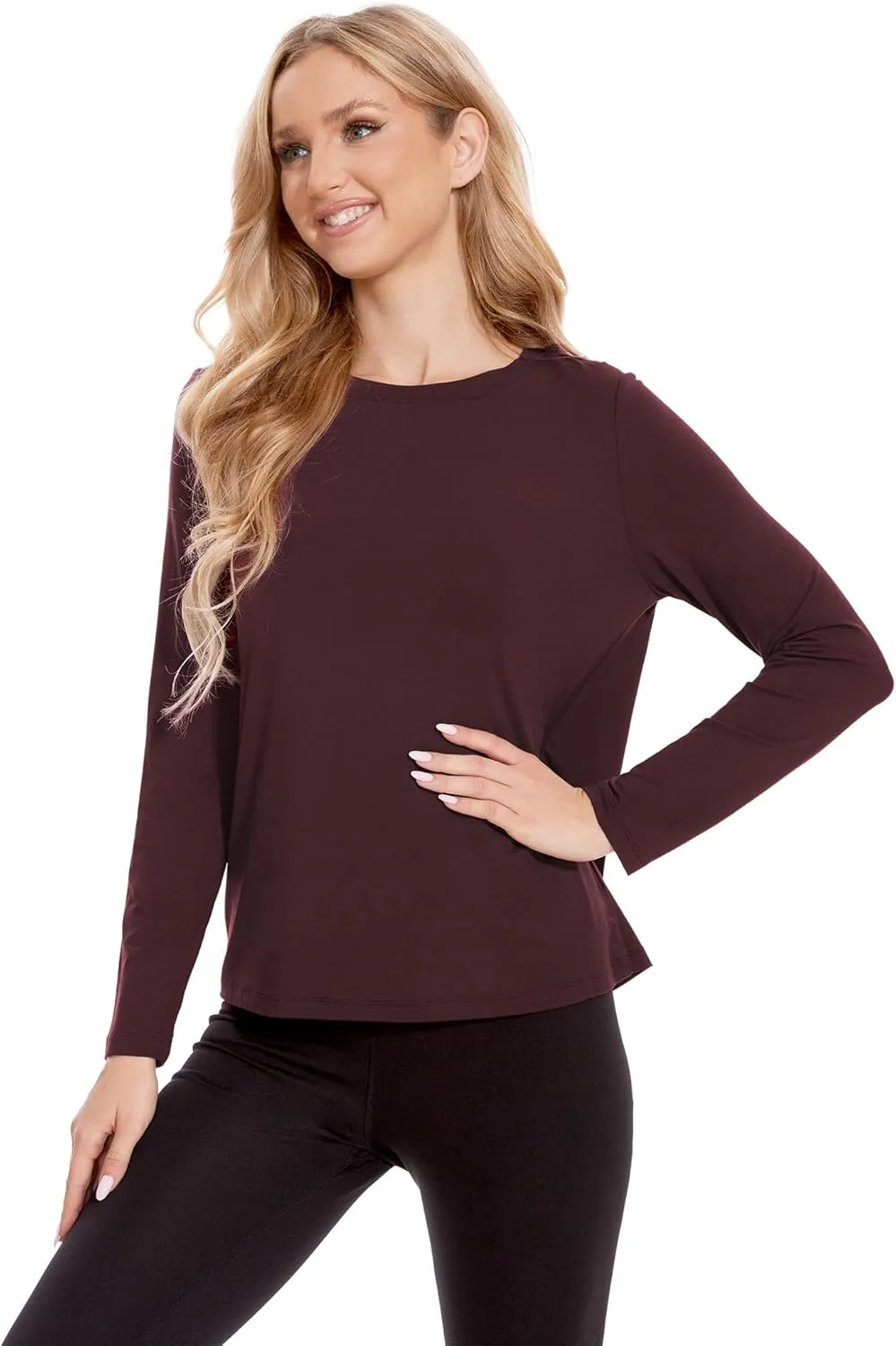 Womens Long Sleeve Tops Soft Bamboo Viscose Pajama Tops