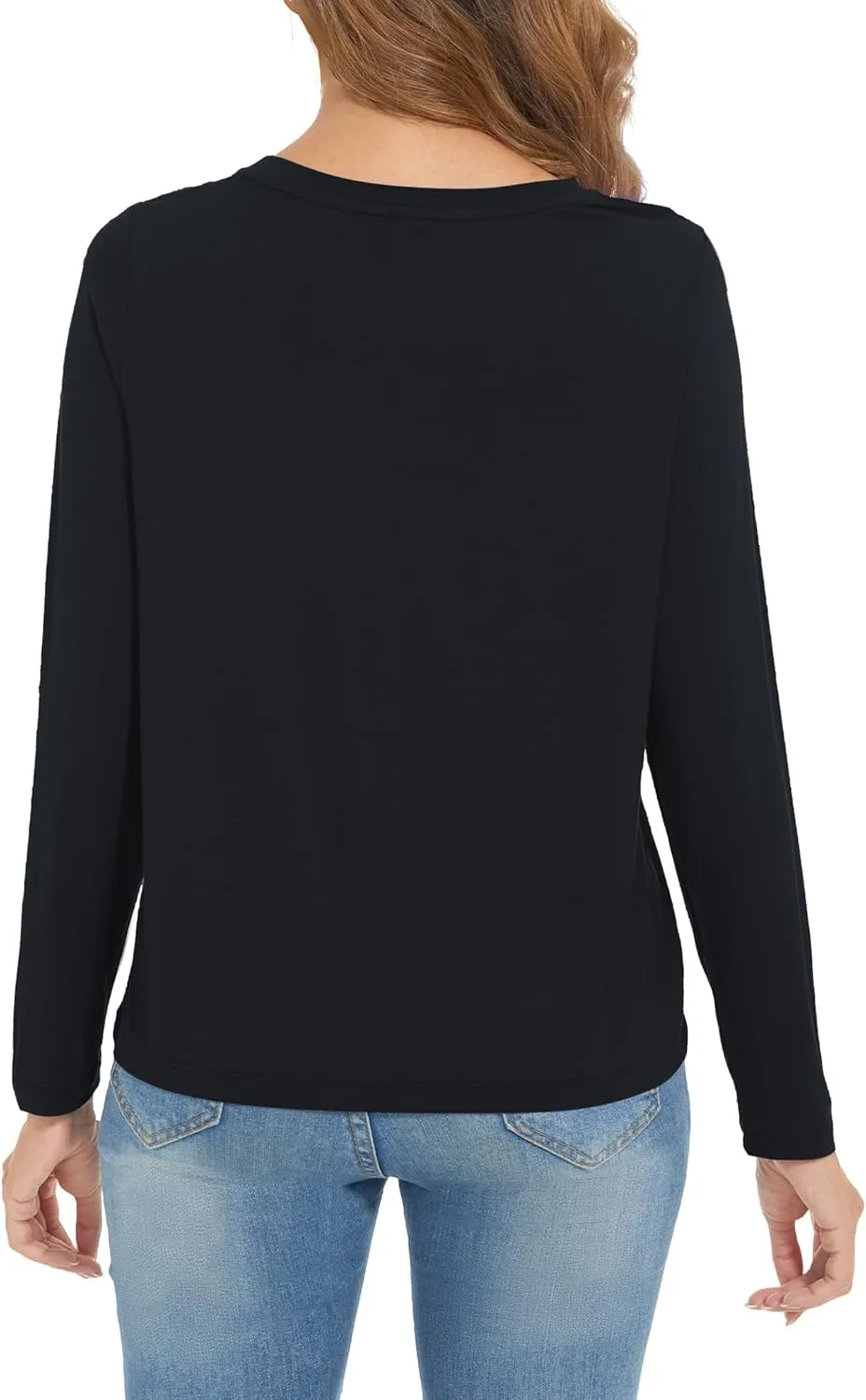 Womens Long Sleeve Tops Soft Bamboo Viscose Pajama Tops