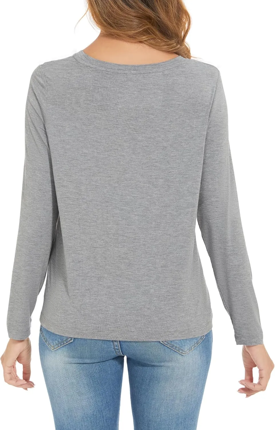 Womens Long Sleeve Tops Soft Bamboo Viscose Pajama Tops