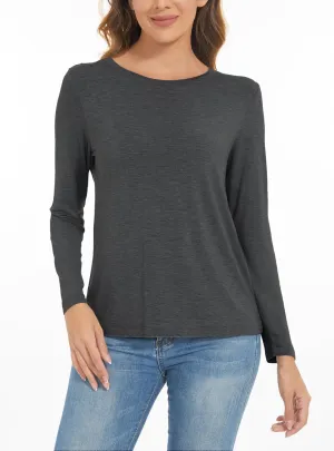 Womens Long Sleeve Tops Soft Bamboo Viscose Pajama Tops