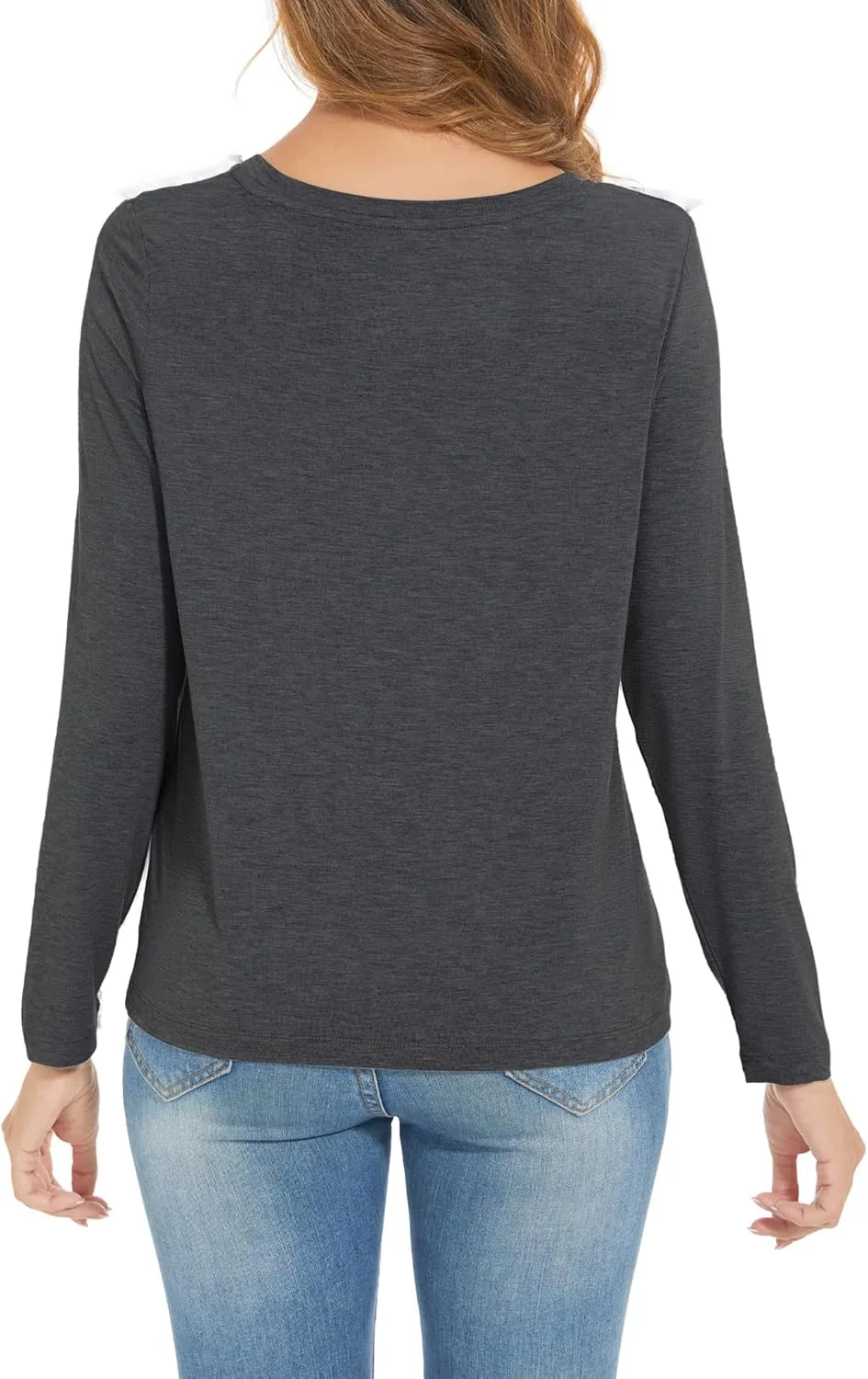 Womens Long Sleeve Tops Soft Bamboo Viscose Pajama Tops