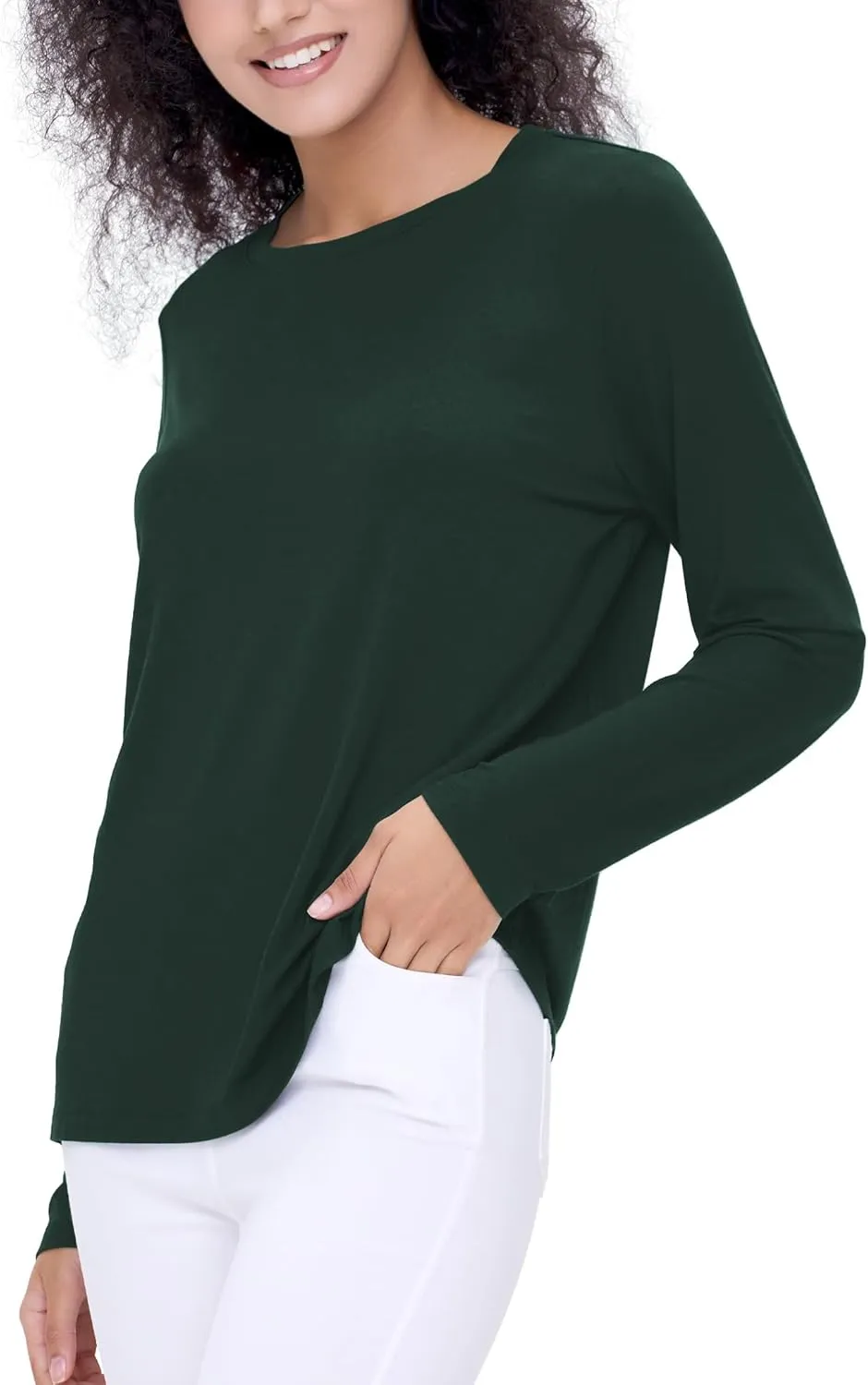 Womens Long Sleeve Tops Soft Bamboo Viscose Pajama Tops