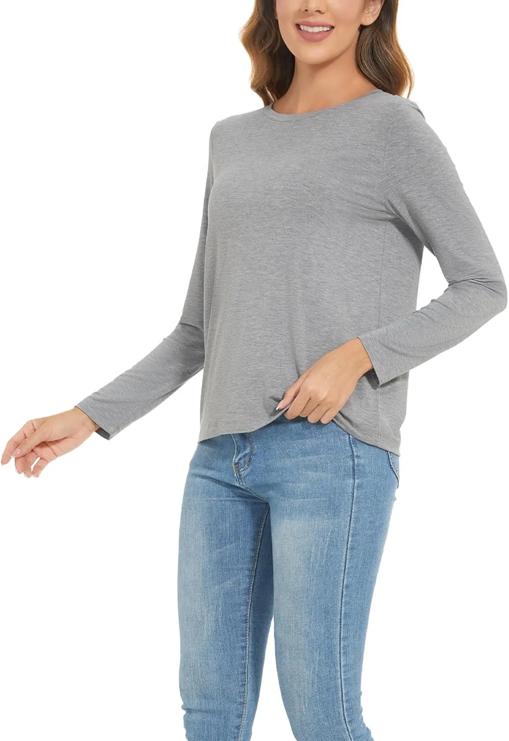 Womens Long Sleeve Tops Soft Bamboo Viscose Pajama Tops