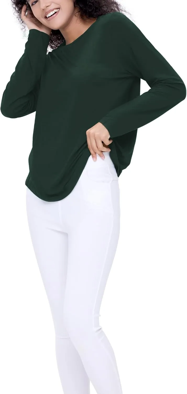 Womens Long Sleeve Tops Soft Bamboo Viscose Pajama Tops