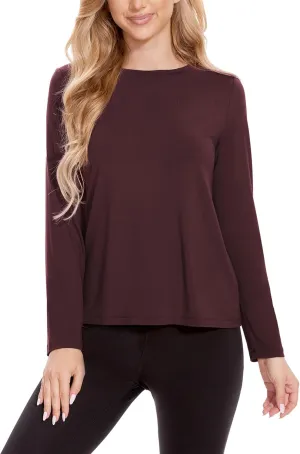 Womens Long Sleeve Tops Soft Bamboo Viscose Pajama Tops