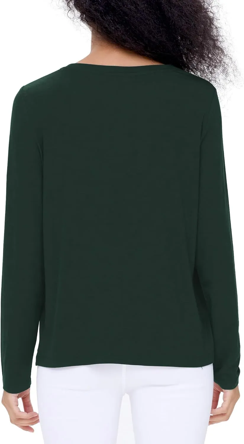 Womens Long Sleeve Tops Soft Bamboo Viscose Pajama Tops